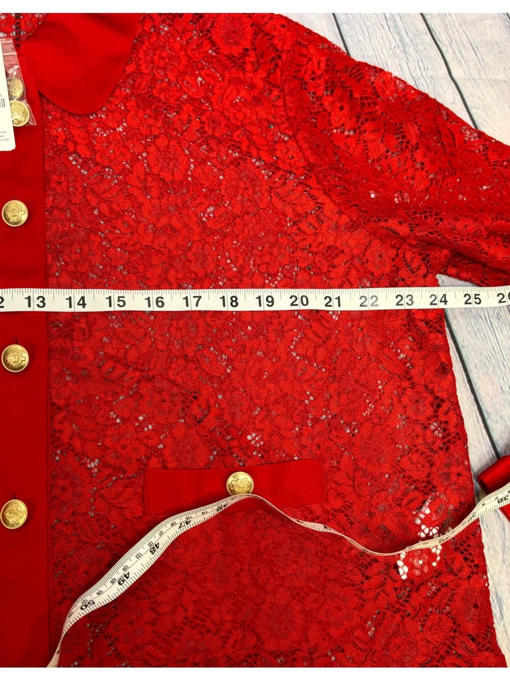 NWT J.Crew Red Lace Lady Gold Buttons Shirt-Jacket
